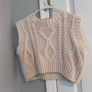 Princess Polly Cream Knit Sweater Vest